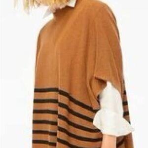 NWT J Crew brown cotton/wool poncho sweater